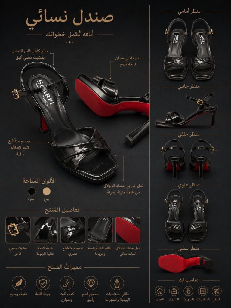 صندل نسائي Elegant Heel بكعب أنيق - صورة 1