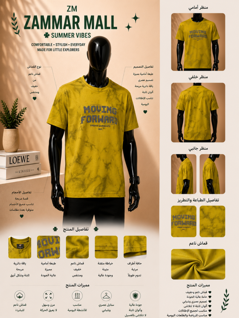تيشيرت Moving Forward ستريت ستايل – Mustard Edition - صورة 1