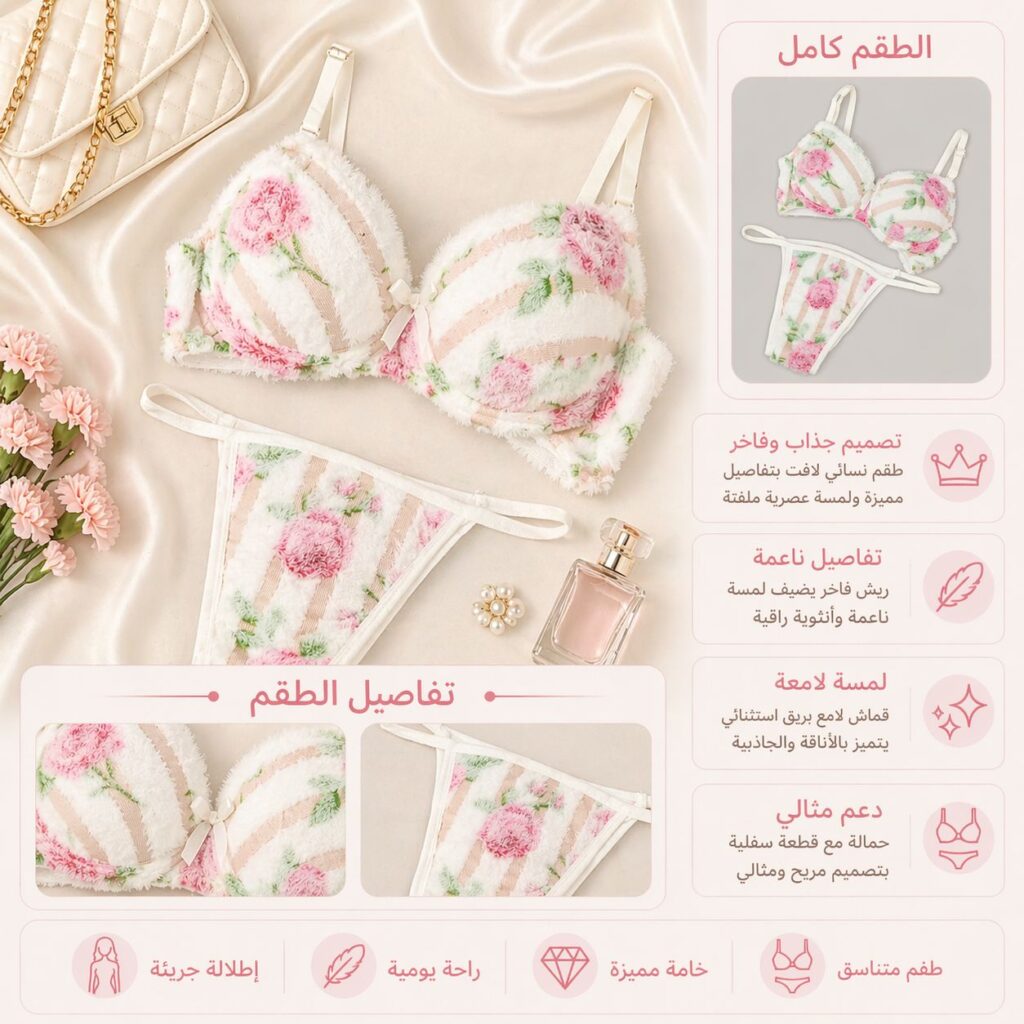 طقم نسائي فرو ناعم بنقشات مميزة – تشكيلة ألوان - صورة 1