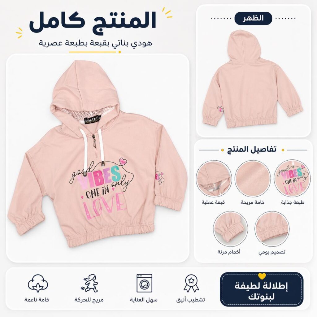 هودي بناتي Good Vibes بنص سحاب - صورة 2