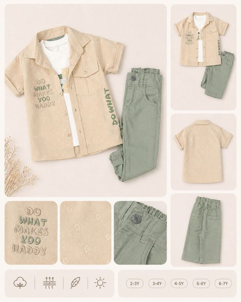 طقم ولادي وسط+محير 3 قطع Do What Makes You Happy - صورة 4