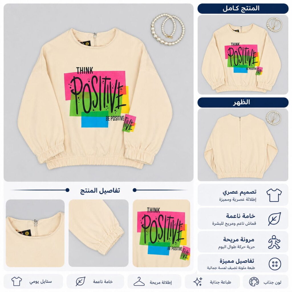 بلوزة بناتي وسط Positive بألوان مميزة - صورة 3