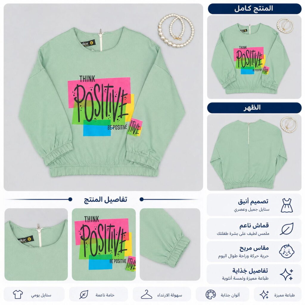 بلوزة بناتي وسط Positive بألوان مميزة - صورة 4