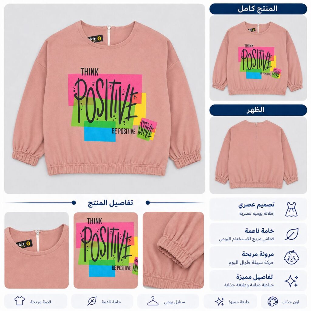 بلوزة بناتي وسط Positive بألوان مميزة - صورة 1