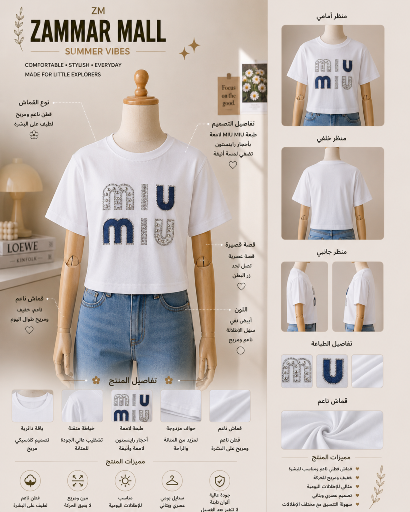 تيشيرت نسائي MIU MIU ستايل كاجوال - صورة 1