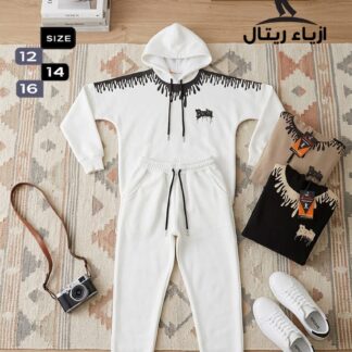 بيجامة قطن فليس تركي محير / ابيض,اسود,شوكو,